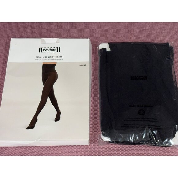 Wolford Fatal High Waist Tights in Black Large New Womens Shapewear Nylons - Picture 3 of 12